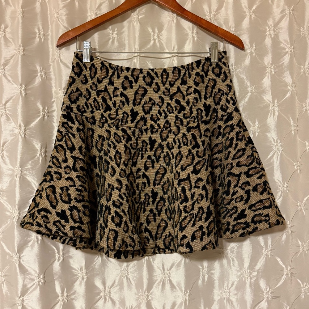 Leopard Print A-Line Women's Skirt - Tan and Black